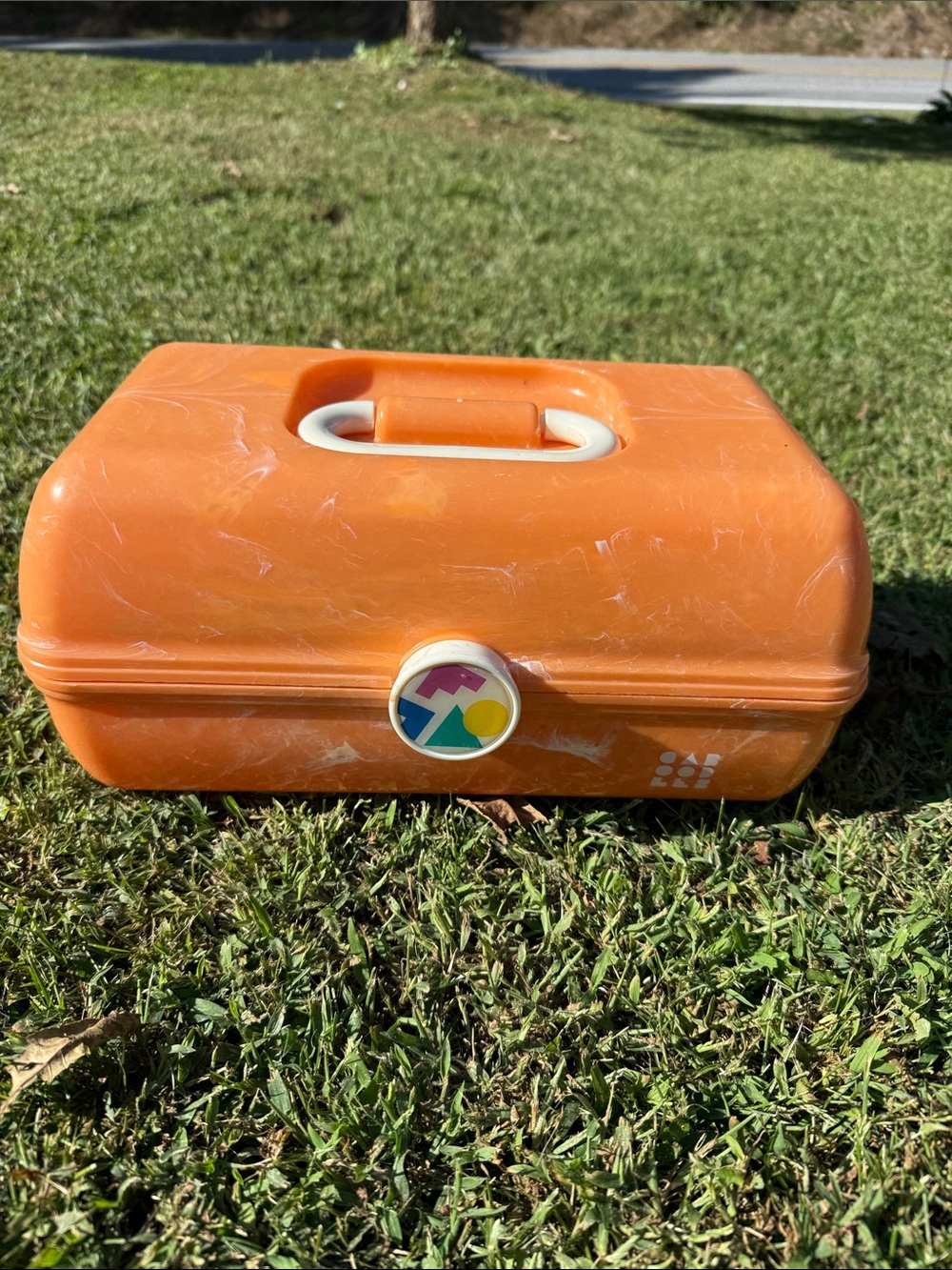 Caboodles On the Go Retro Makeup Case Large Peach-Orange Marble w/ Mirror #5626